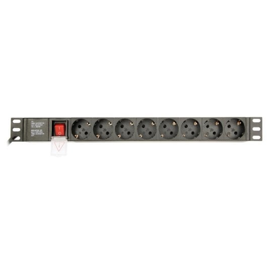 PDU Gembird EG-PDU-014-C14 1U Aluminio Negro 8 salidas AC C14 3m 16A