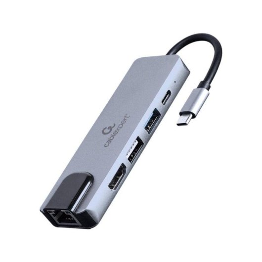 Hub Gembird 2 Ports 5 Gbps Modell A-CM-COMBO5-04 Extras HDMI 4K, LAN, PD 87 W