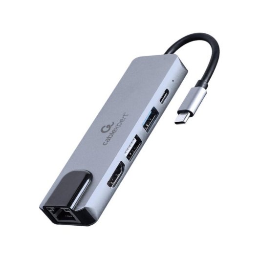 Hub Gembird 2 Ports 5 Gbps Modell A-CM-COMBO5-04 Extras HDMI 4K, LAN, PD 87 W