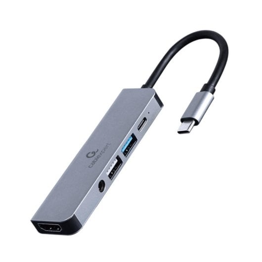 Hub USB Gembird A-CM-COMBO5-02 USB-C 5Gbps HDMI 4K PD 87W Carcasa Metal Plata