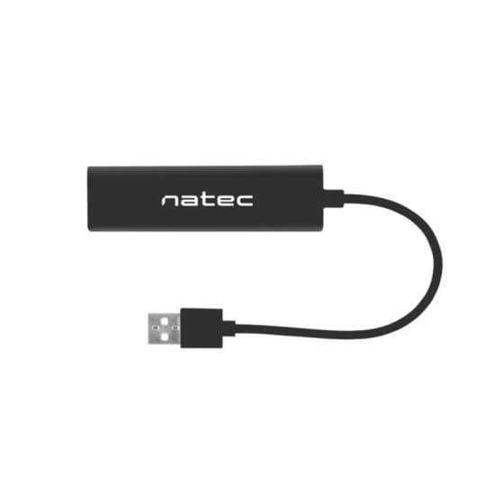 Hub NATEC 3 puertos USB 2.0 + 1 puerto RJ-45 Ethernet modelo Dragonfly compacto negro