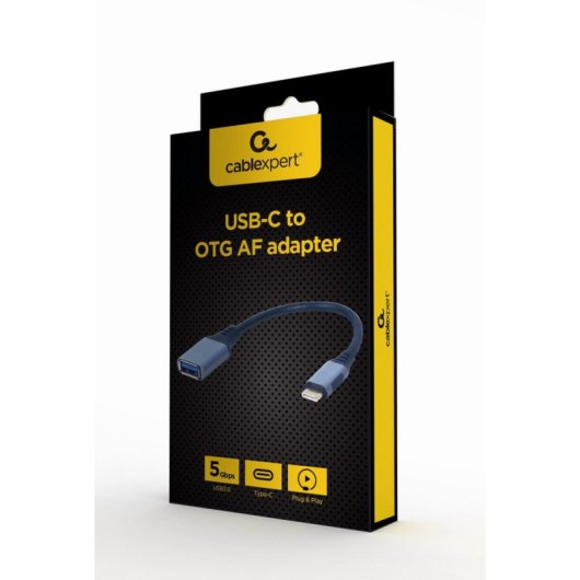 Adaptador USB 3.0 OTG Gembird A-USB3C-OTGAF-01 Tipo C a Tipo A 0,15m Metal Gris