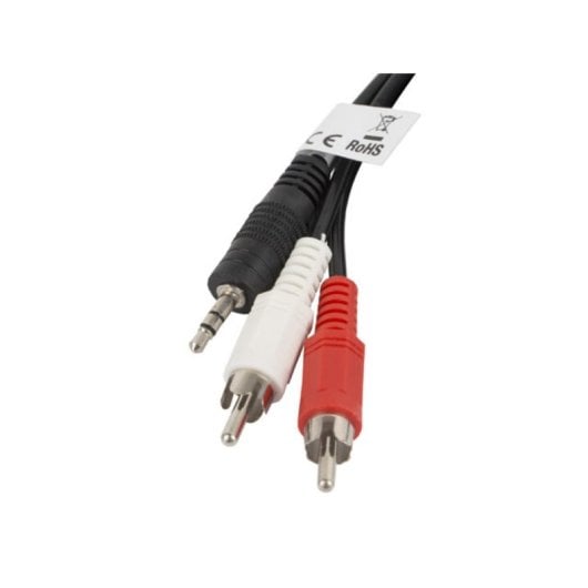 Cable Lanberg CA-MJRC-10CC-0020-BK 3,5mm Macho a RCA Macho 2m Negro Rojo Blanco