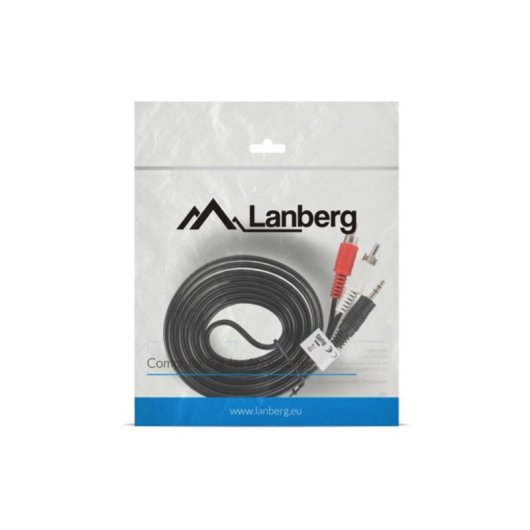 Cable Lanberg CA-MJRC-10CC-0020-BK 3,5mm Macho a RCA Macho 2m Negro Rojo Blanco