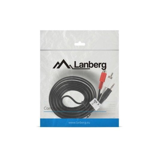 Audio-Kabel Lanberg CA-MJRC-10CC-0020-BK 3,5mm Stecker auf RCA Stecker 2m Schwarz Rot Weiß