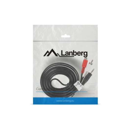 Audio-Kabel Lanberg CA-MJRC-10CC-0020-BK 3,5mm Stecker auf RCA Stecker 2m Schwarz Rot Weiß