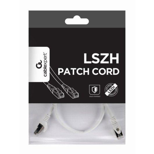 Cable de red Gembird PP6A-LSZHCU-W-0.5M Cat6a S/FTP 0,5m blindado LSZH blanco chapado en oro