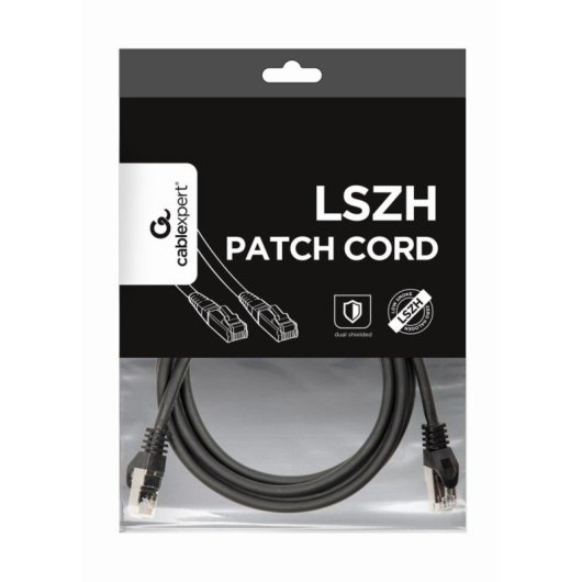 Cable de red Gembird PP6A-LSZHCU-BK-2M Cat6a S/FTP 2m RJ-45 LSZH blindado negro