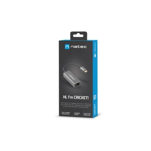 Adaptador de red NATEC Cricket USB 3.2 Gen 1 Type-C 100/1000 Mbit/s Gris RJ-45