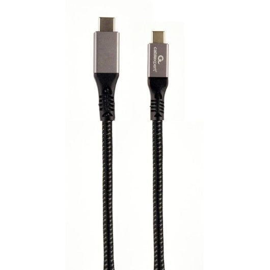 Cable USB C Gembird CCBP-USB3-CMCM100-1.5M 20Gbps 100W PD 1,5m Algodón Trenzado Negro/Plata