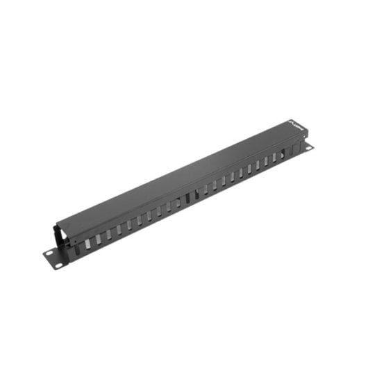 Panel gestión de cables Lanberg AK-1201-B Metal 19" Rack 1U Negro 490g