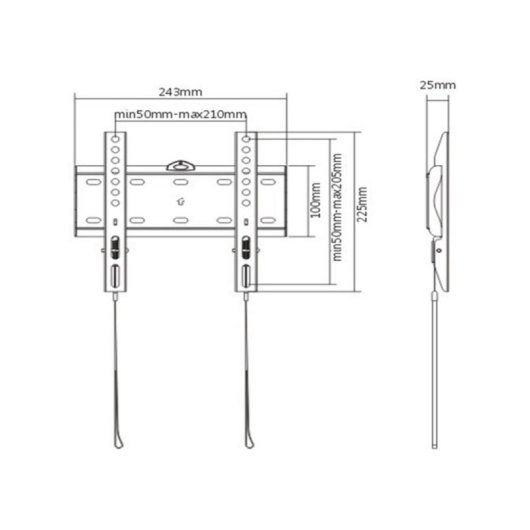 Soporte de pared TV Gembird WM-42F-01 30kg VESA 200x200 Acero Nivel Integrado Negro