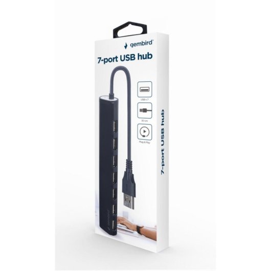 Hub Gembird 7 puertos USB 2.0 modelo UHB-U2P7-04 Extras protección sobretensión