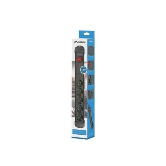 Steckdosenleiste Lanberg SP1-05F-0150-BK 1,5 m Typ F 5-fach Überspannungsschutz Steckdosenleiste Lanberg SP1-05F-0150-BK 1,5 m Typ F 5-fach Überspannungsschutz