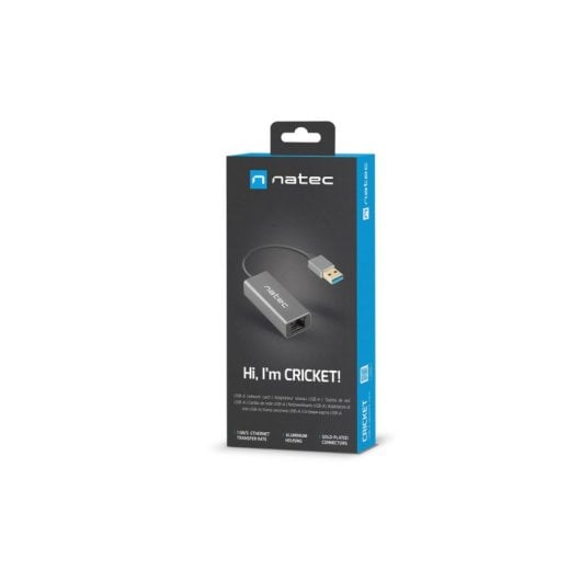 Adaptador USB 3.2 Gen 1 NATEC Cricket Preto Ethernet RJ-45 Alumínio 24mm