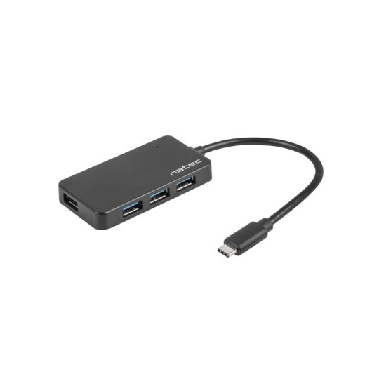 Hub NATEC 4 puertos 5000 Mbit/s Silkworm USB-C a USB-A 3.2 Gen 1 compacto