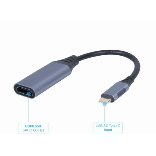 Cable adaptador USB-C a HDMI Cablexpert A-USB3C-HDMI-01 4K@60Hz 0,15m Plug & Play