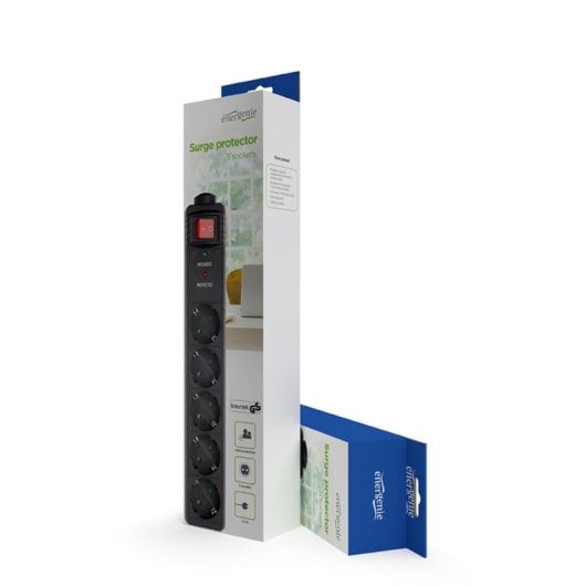 Filtro de Linha Gembird SPG5-C-5 com Proteção Contra Sobretensões 5 Tomadas 1,5m Preto