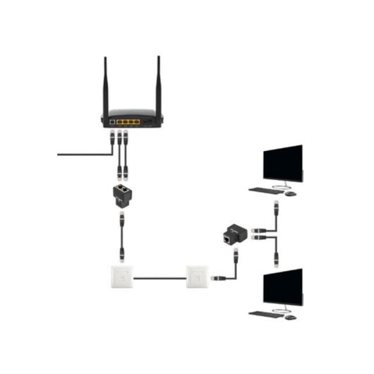 Divisor de señal Lanberg ADS-RJ45-2RJ45-OS Negro 1xRJ-45 a 2xRJ-45 Hembra