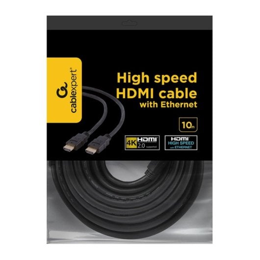 Cable HDMI Gembird 10m Alta Velocidad con Ethernet 4K UHD 60Hz Chapado en Oro Negro