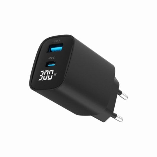 USB Ladegerät Gembird TA-UC-PDQC30LCD-BK-01 30W Schnellladung Typ C und A USB Ladegerät Gembird TA-UC-PDQC30LCD-BK-01 30W Schnellladung Typ C und A