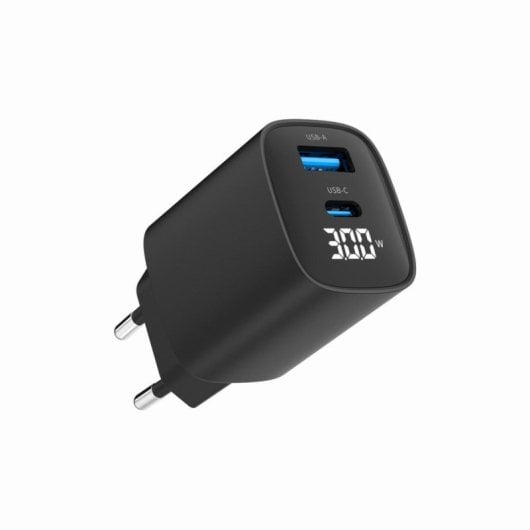 USB Ladegerät Gembird TA-UC-PDQC30LCD-BK-01 30W Schnellladung Typ C und A USB Ladegerät Gembird TA-UC-PDQC30LCD-BK-01 30W Schnellladung Typ C und A