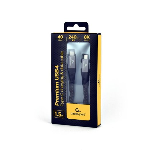 USB4 Kabel Gembird CCBP-USB4-CMCM240-1.5M 40 Gbit/s 1,5 m USB C zu USB C Schwarz Silber