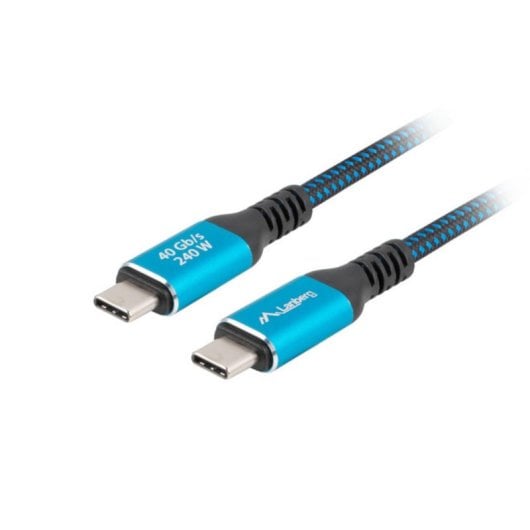 Cable USB-C Lanberg CA-CMCM-45CU-0015-BK 1,5m 40Gbps 8K 240W Trenzado Algodón