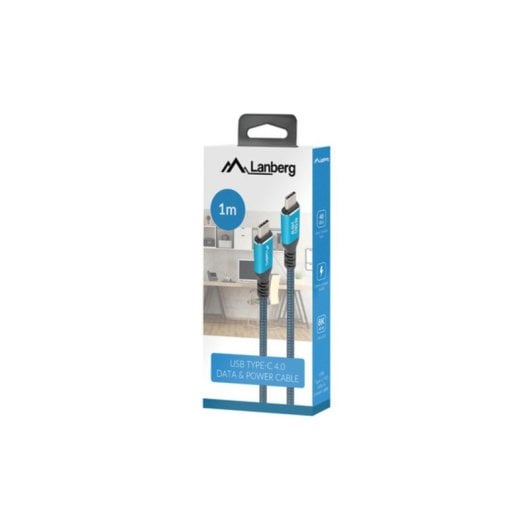 Cabo USB4 Lanberg CA-CMCM-45CU-0010-BK 1m Preto Azul USB C 40 Gbit/s