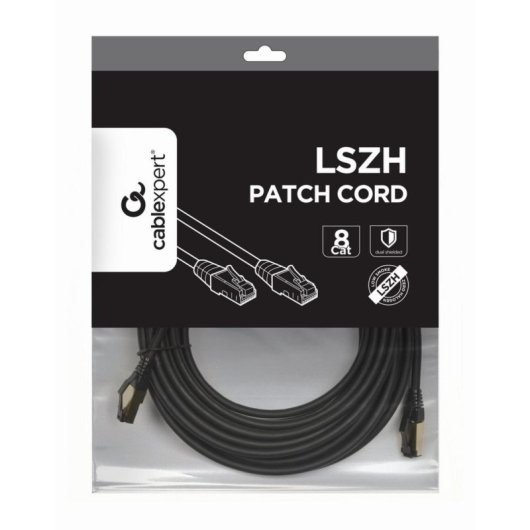 Cable de red Gembird PP8-LSZHCU-BK-7.5M Cat8 S/FTP 7,5m contactos oro negro LSZH