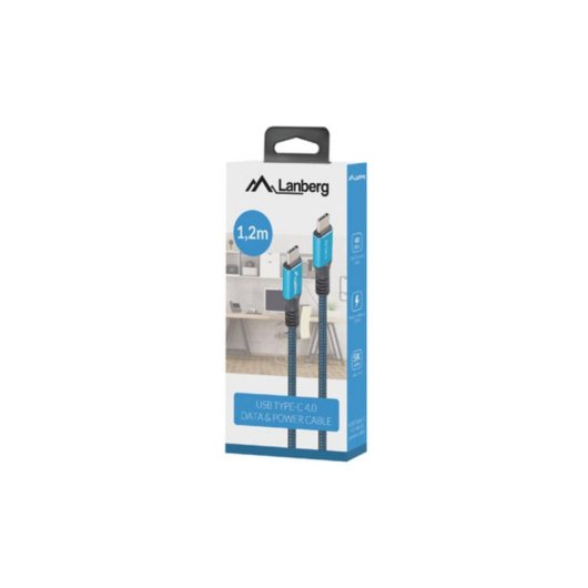 Cabo Lanberg CA-CMCM-45CU-0012-BK 0,12m USB C USB C USB4 Gen 2x2 Preto Azul