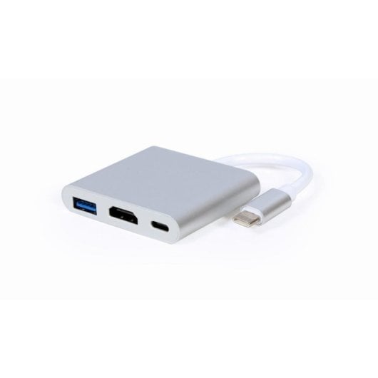 Adaptateur USB Type-C Gembird A-CM-HDMIF-02-SV 3 en 1 HDMI 4K, USB 3.0