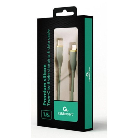 Cable USB-C a Lightning Gembird CC-USB2S-CM8PM-1.5M-G 1,5m 20W Silicona Tacto Suave Verde