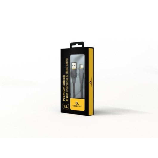 Cable USB a Lightning Gembird CC-USB2S-AM8PM-1.5M-BK 1,5m USB 2.0 480Gbps Negro silicona