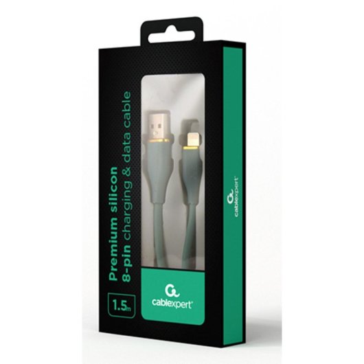 Cable USB a Lightning Gembird CC-USB2S-AM8PM-1.5M-G 1,5m 2,1A Silicona Verde