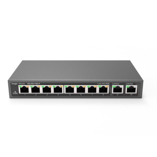 Switch Ruijie RG-ES110D-P 8 Puertos PoE+ 10/100, 2 Puertos Gigabit, Montaje en Rack