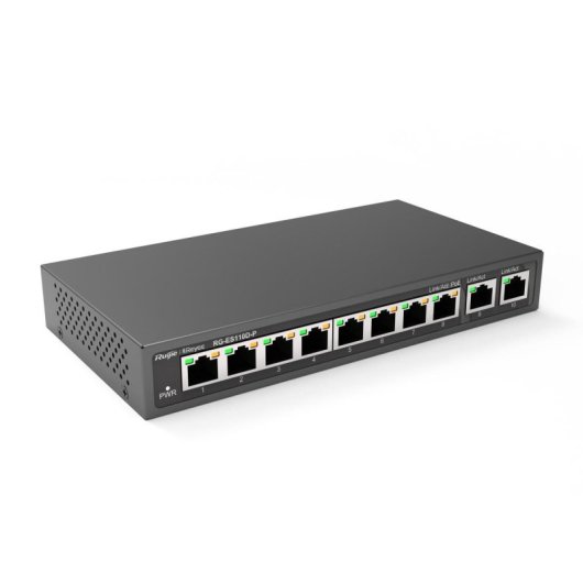 Switch Ruijie RG-ES110D-P 8 Puertos PoE+ 10/100, 2 Puertos Gigabit, Montaje en Rack