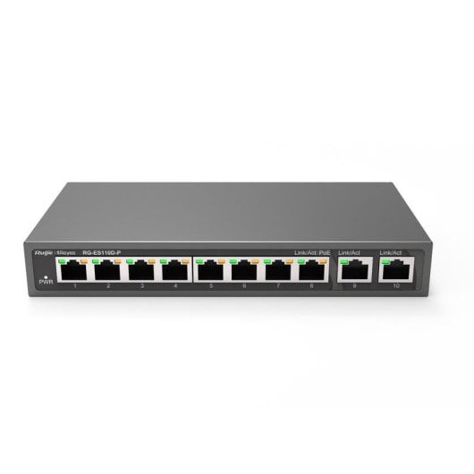 Switch Ruijie RG-ES110D-P 8 Puertos PoE+ 10/100, 2 Puertos Gigabit, Montaje en Rack