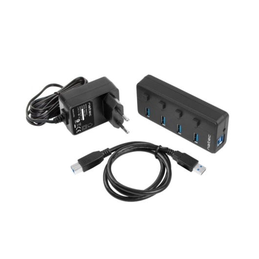 Hub Natec 4 puertos USB 3.2 Gen 1 5000 Mbit/s modelo Mantis ABS color negro
