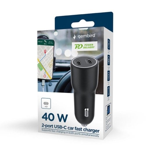 Chargeur Rapide Gembird TA-UC-C2PD40-CAR-01 USB 40 W 2 Ports Auto