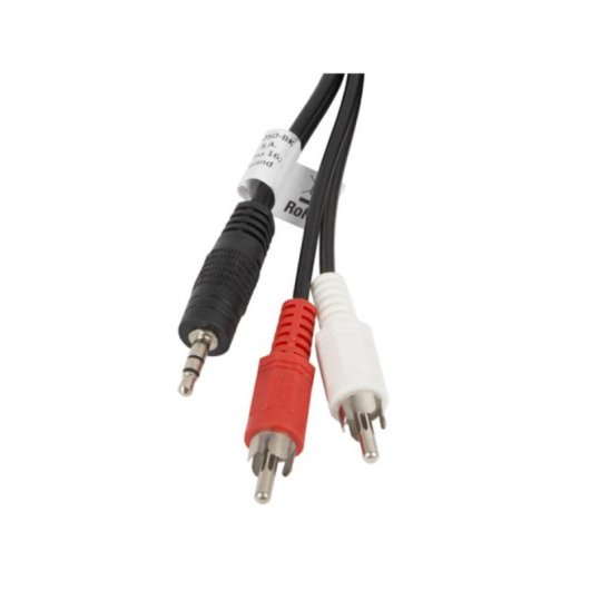 Cable de audio Lanberg 3,5mm macho a 2 x RCA macho 5m negro