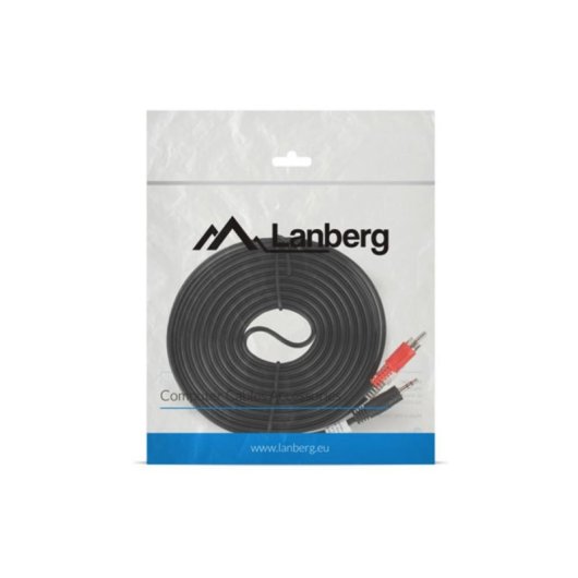 Cable de audio Lanberg 3,5mm macho a 2 x RCA macho 5m negro