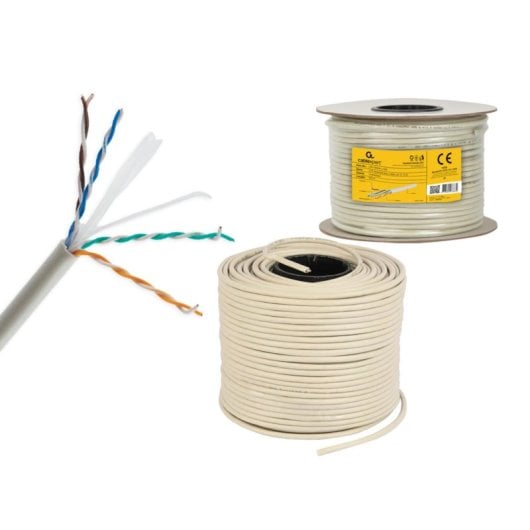 Cable de red Gembird CAT6 UTP 100m CCA alambre sólido gris alta calidad