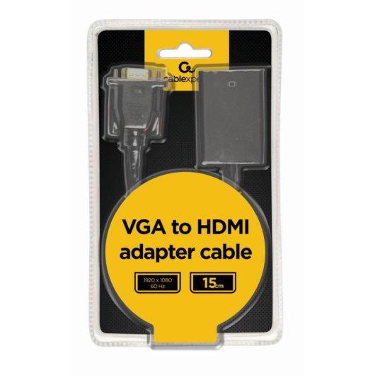 Conversor VGA a HDMI Gembird A-VGA-HDMI-01 0.15m USB Audio Resolución 1920x1080