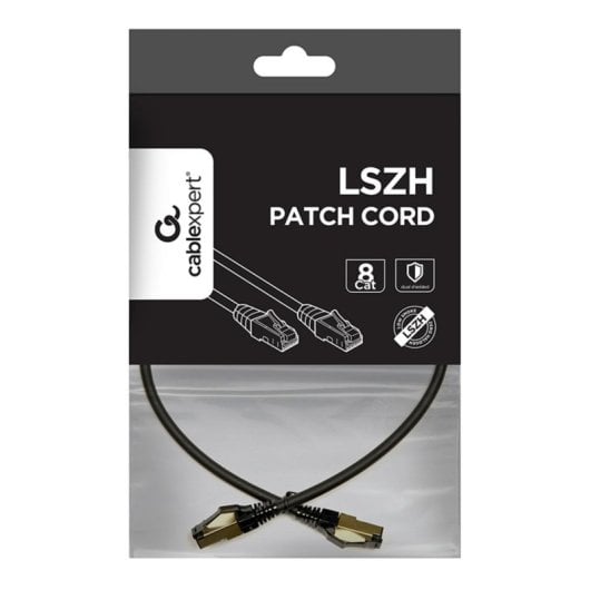Cable de red Gembird PP8-LSZHCU-BK-0.25M Cat8 S/FTP 0.25m contactos chapados oro LSZH negro