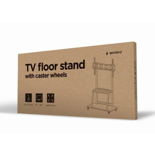 Soporte TV Gembird TVS-100F-01 de piso, acero, hasta 100", ruedas, 150kg, VESA máx 800x600mm