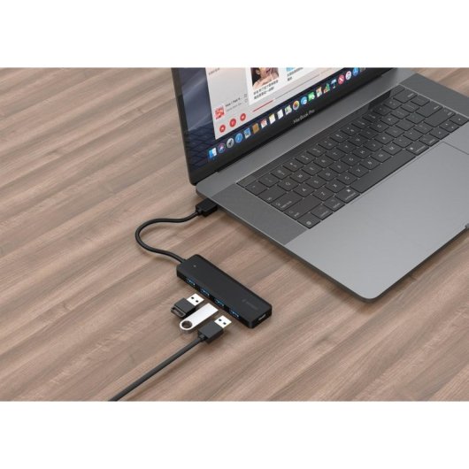 Hub Gembird 4 puertos 5Gbps modelo UHB-U3P4P-02 USB 3.2 Gen 1 compacto negro
