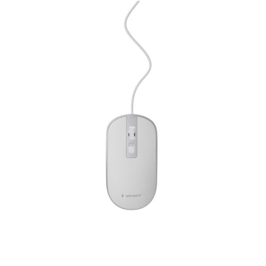 Rato Gembird com fio 1200 DPI Ambidestro 4 Botões Prateado Branco