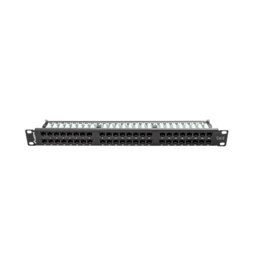 Patch Panel Lanberg PPU6-1048-B 1U 48 Puertos Cat6a Blindado Metal Negro