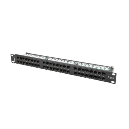 Patch Panel Lanberg PPU6-1048-B 1U 48 Puertos Cat6a Blindado Metal Negro